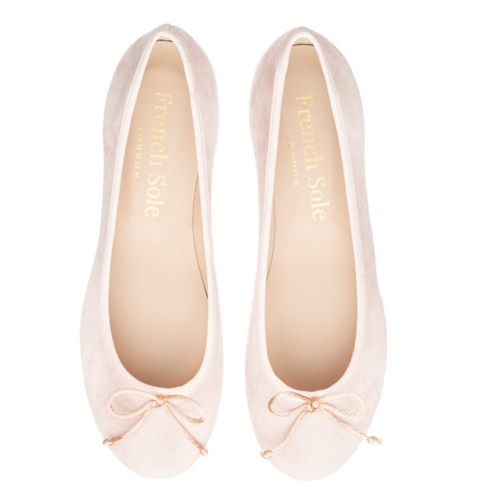French Sole Pink Suede Flats